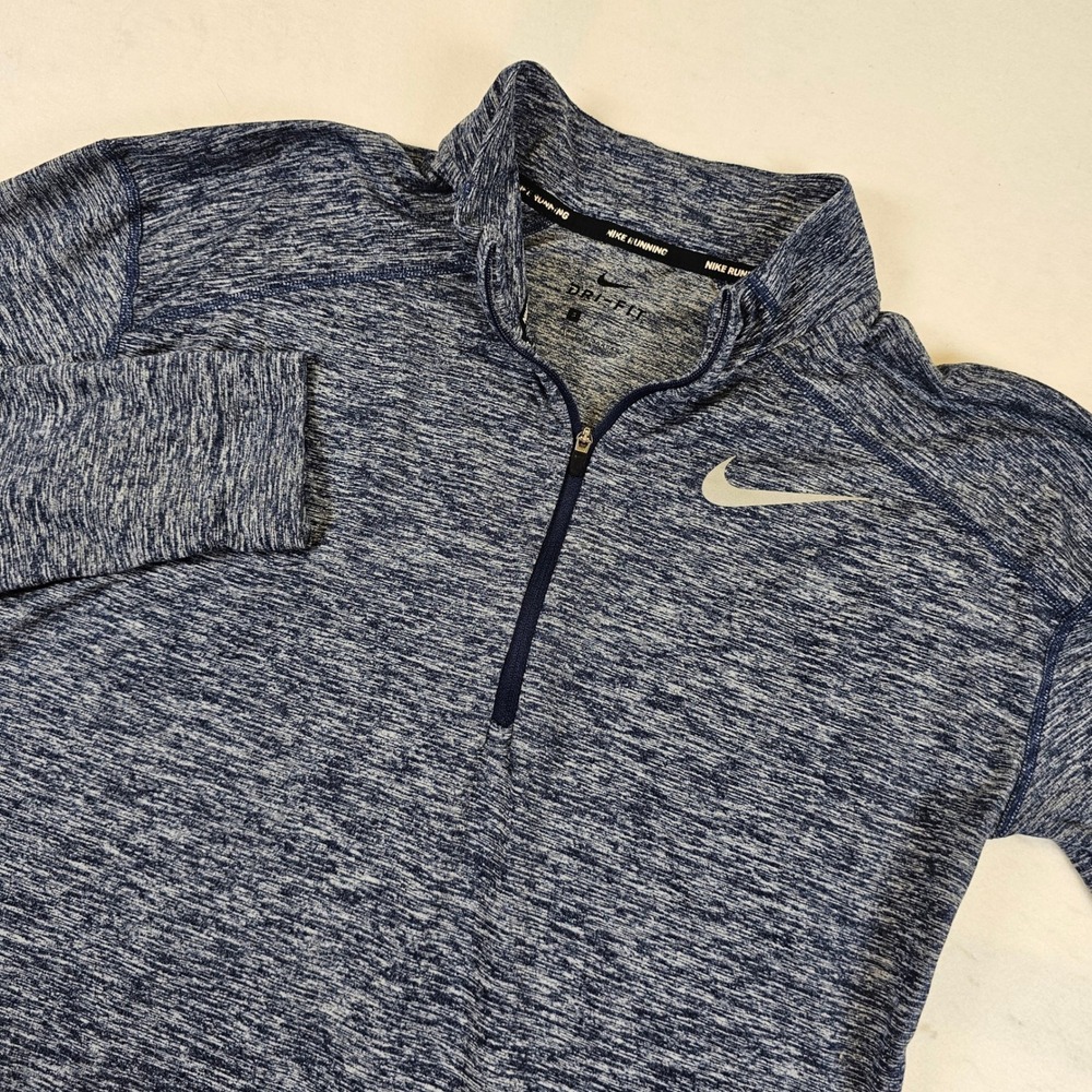 Nike Running Dri-FIT 1/4 Zip Pullover Blue Heather Space Dye Small S Mens